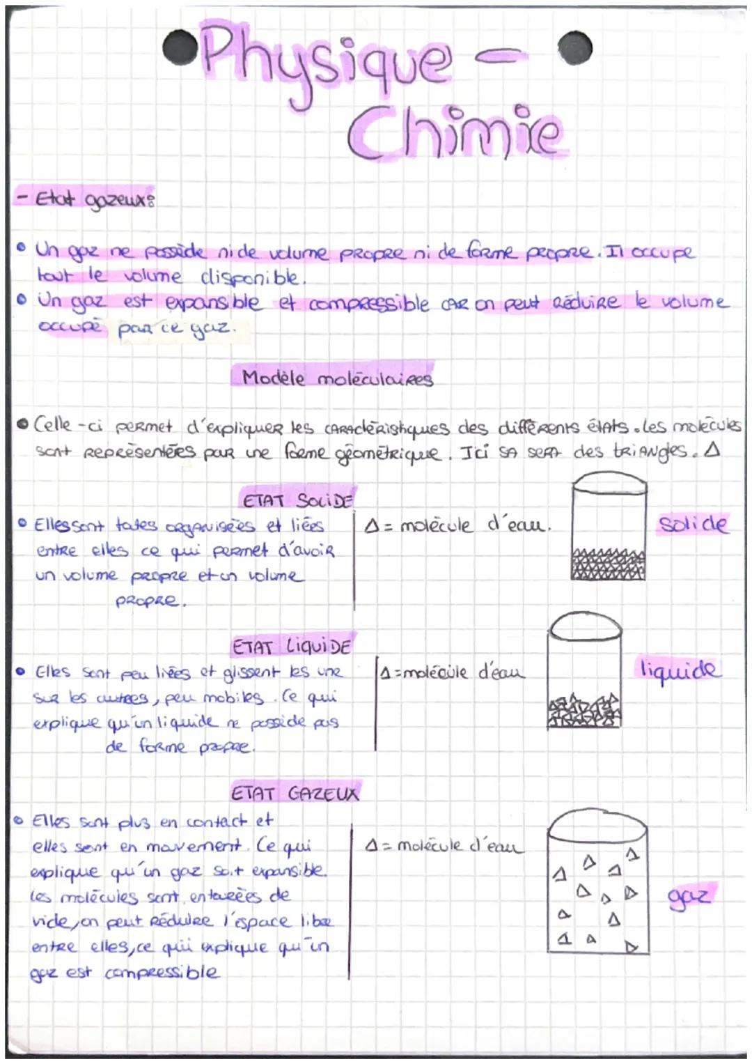 # Physique-
Chimie

- Etat gozewx

• Un gaz ne posside nide volume propre ni de forme propre. Il occupe
tout le volume disponible.
• Un gaz 