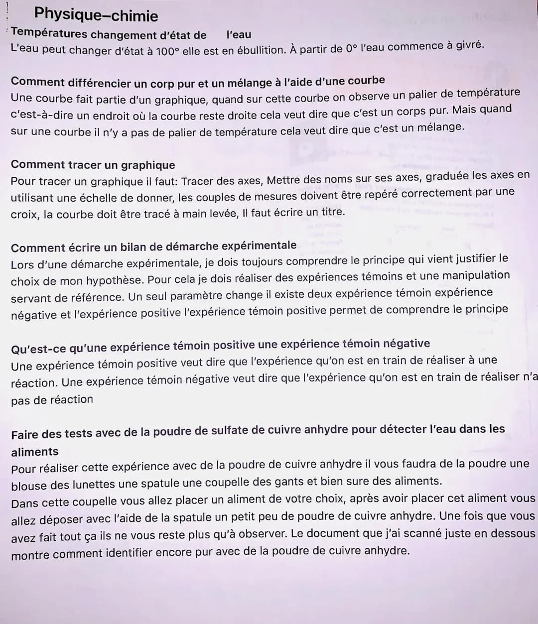 Physique-chimie
Températures changement d'état de l'eau
L'eau peut changer d'état à 100° elle est en ébullition. À partir de 0° l'eau commen