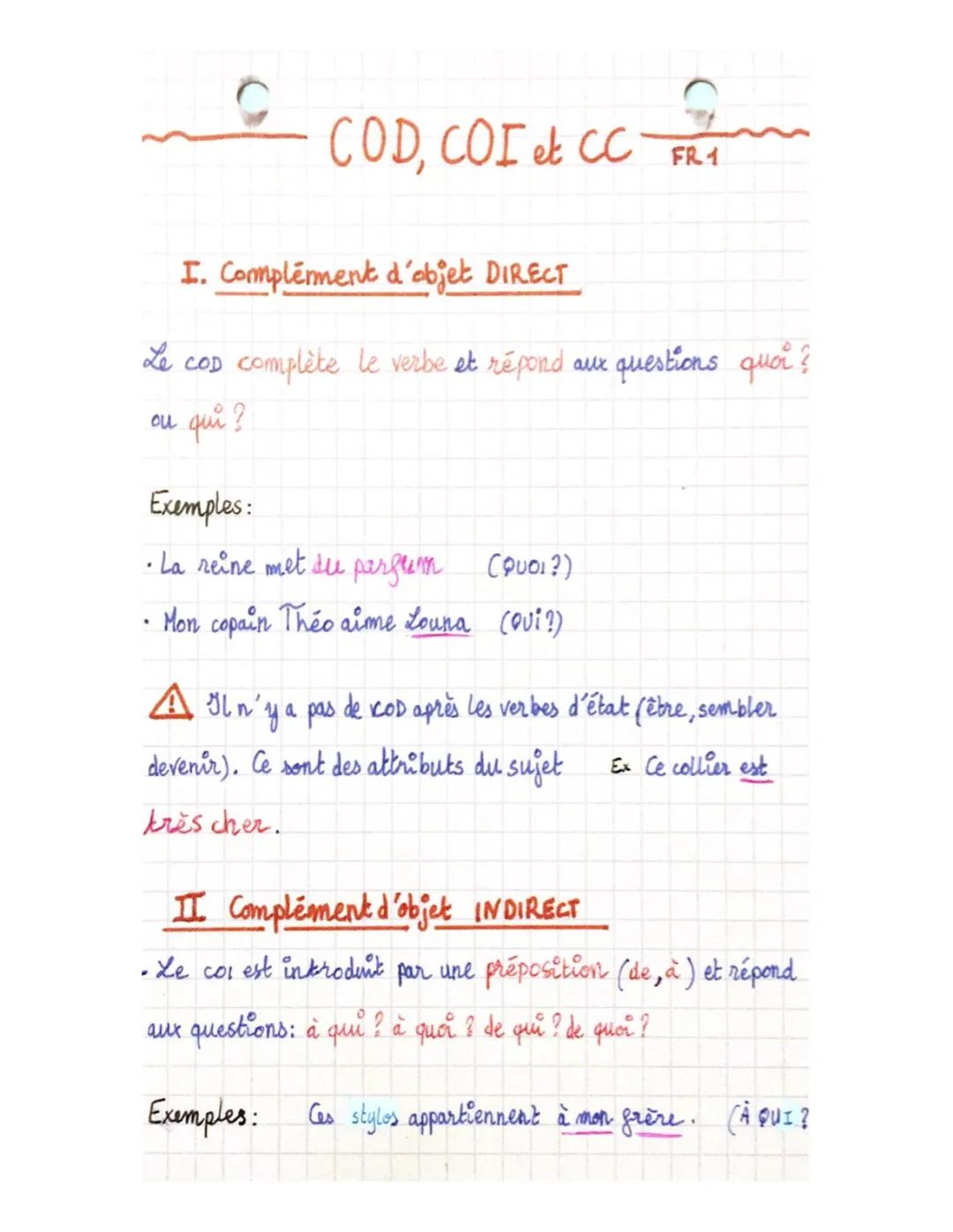 Exercices PDF: Compléments Circonstanciels et COD/COI pour le Collège