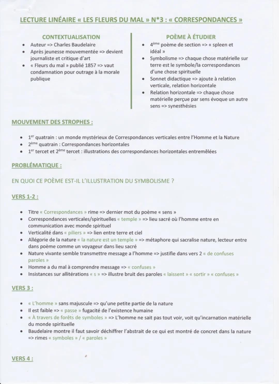 Lecture Linéaire "Les Fleurs du Mal": "Correspondances"