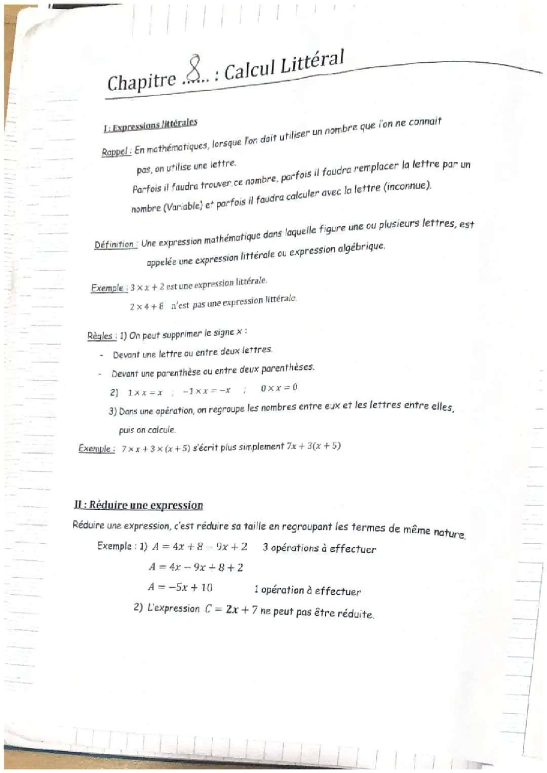 Calcul littéral 