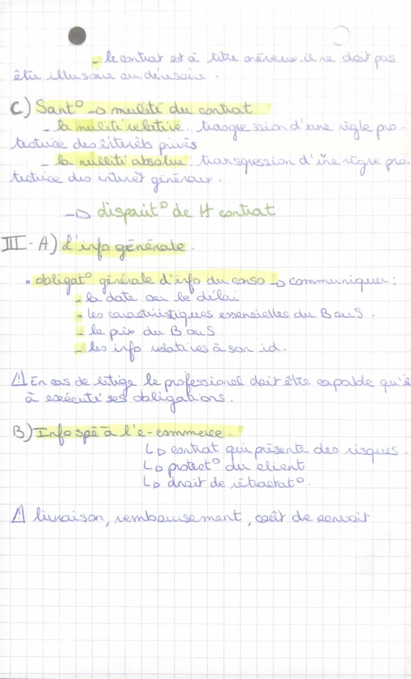 Chap 1 La formation
I-A) Le contrat: accord de volonti' entre & ou plusieur
personnes appelé "parties", destines, selon ses clauses, à
clée,
