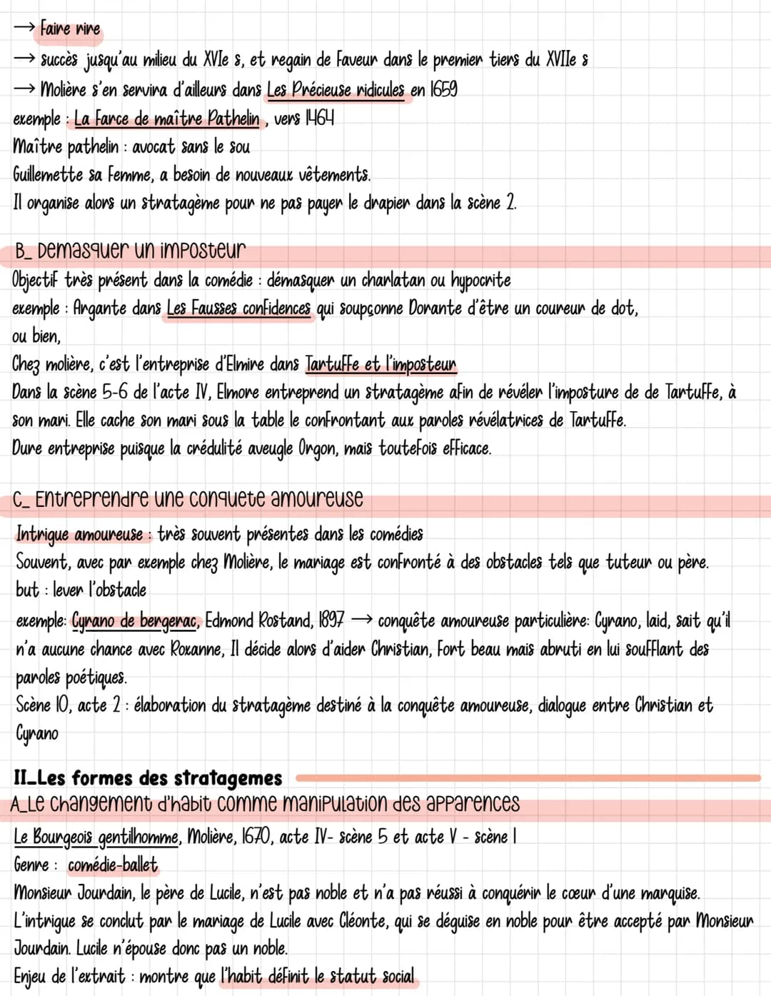 Les fausses confidences
Elements d'intro
Dubois est un "stratège" → conçoit le projet de faire épouser Dorante par Araminte
procédés et subt