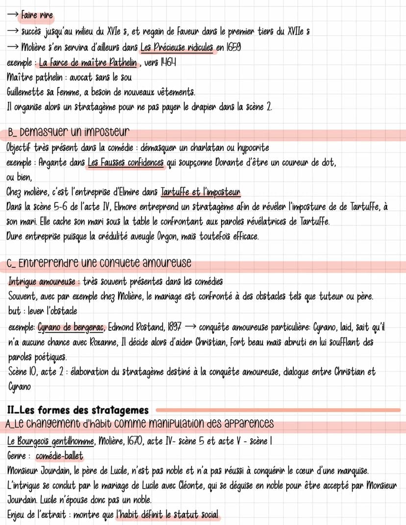 Les fausses confidences
Elements d'intro
Dubois est un "stratège" → conçoit le projet de faire épouser Dorante par Araminte
procédés et subt
