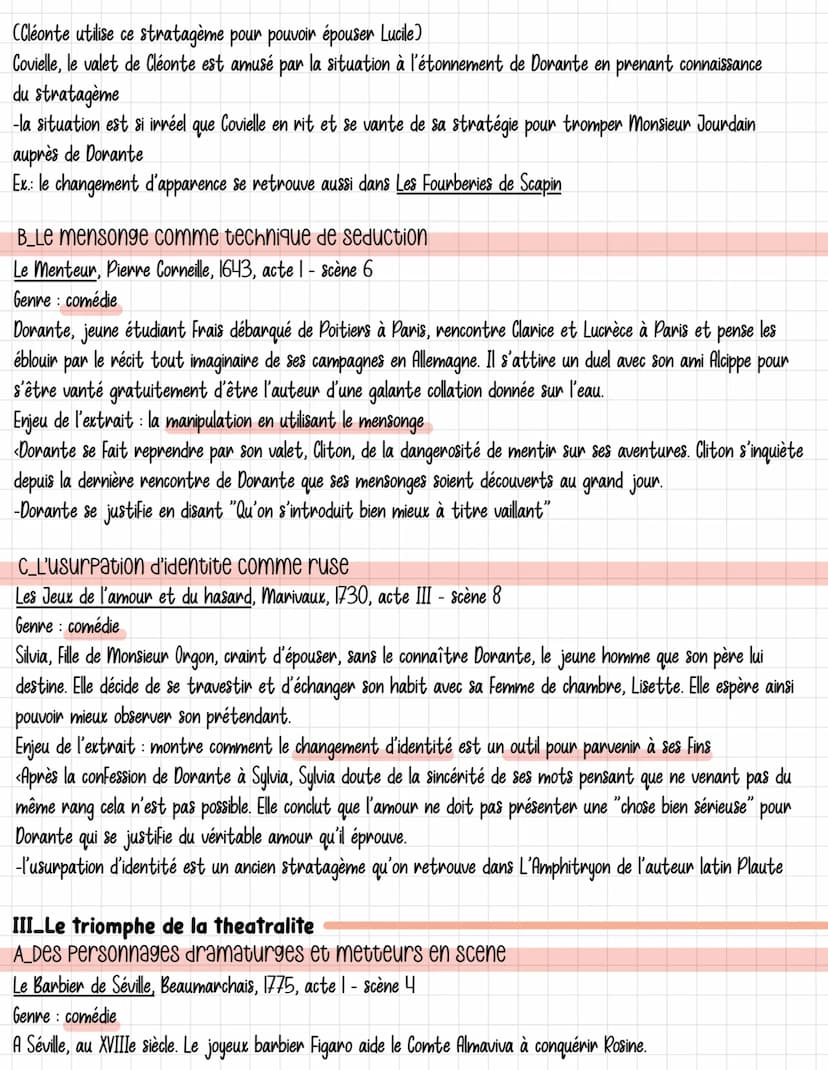 Les fausses confidences
Elements d'intro
Dubois est un "stratège" → conçoit le projet de faire épouser Dorante par Araminte
procédés et subt