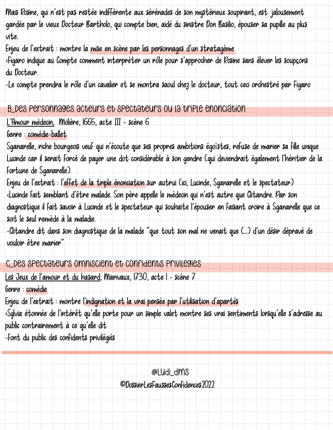 Les fausses confidences
Elements d'intro
Dubois est un "stratège" → conçoit le projet de faire épouser Dorante par Araminte
procédés et subt