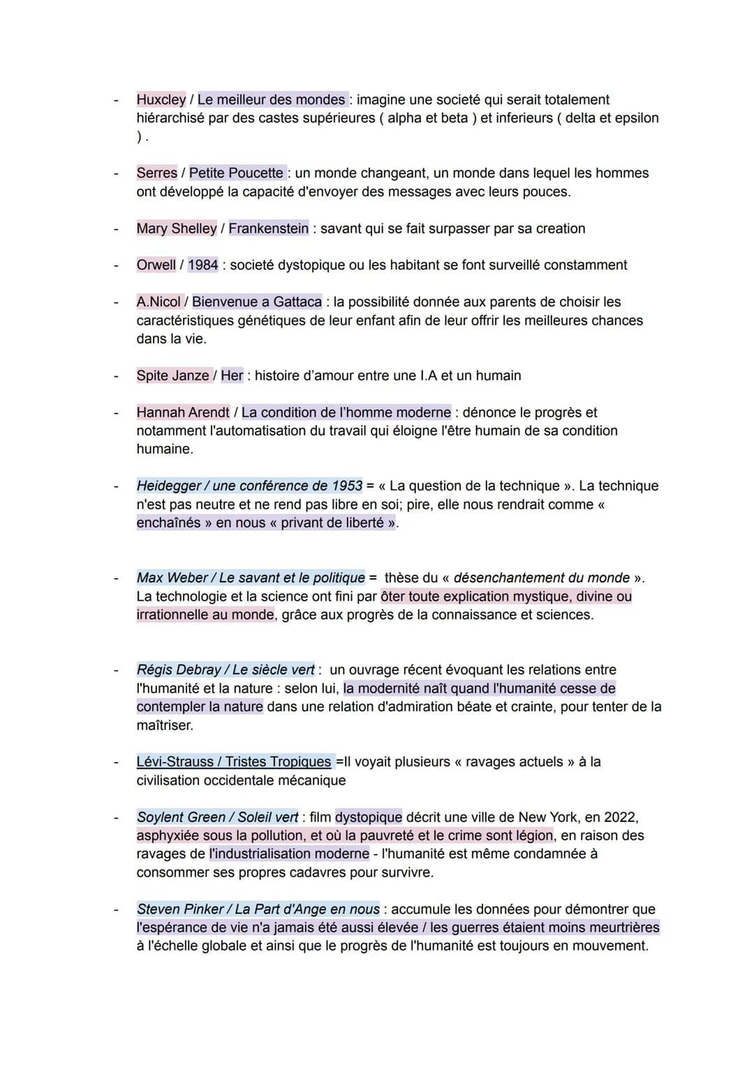 Huxcley / Le meilleur des mondes: imagine une societé qui serait totalement
hiérarchisé par des castes supérieures (alpha et beta) et inferi