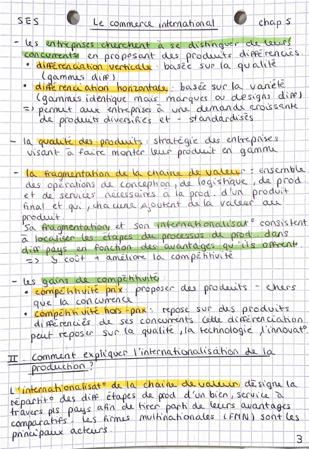 ses
quels sont les fondements
du commerce international et
de l' internationalisation
de la production?
chap s
I Quels sont les déterminants