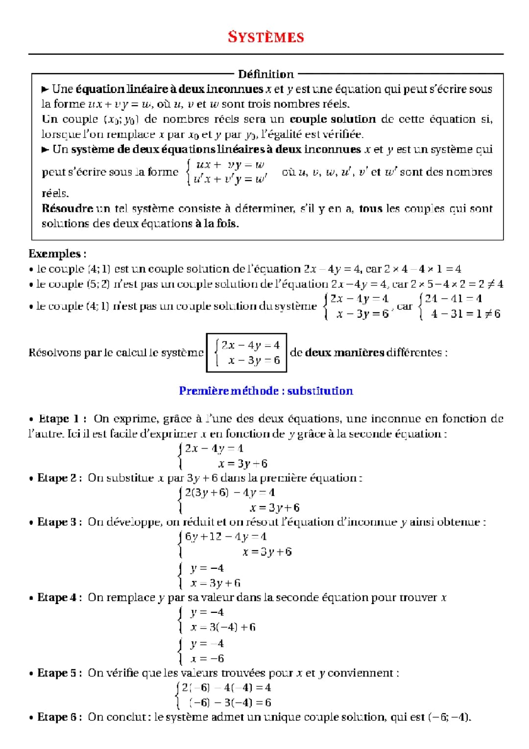 fiche de cour les systemes