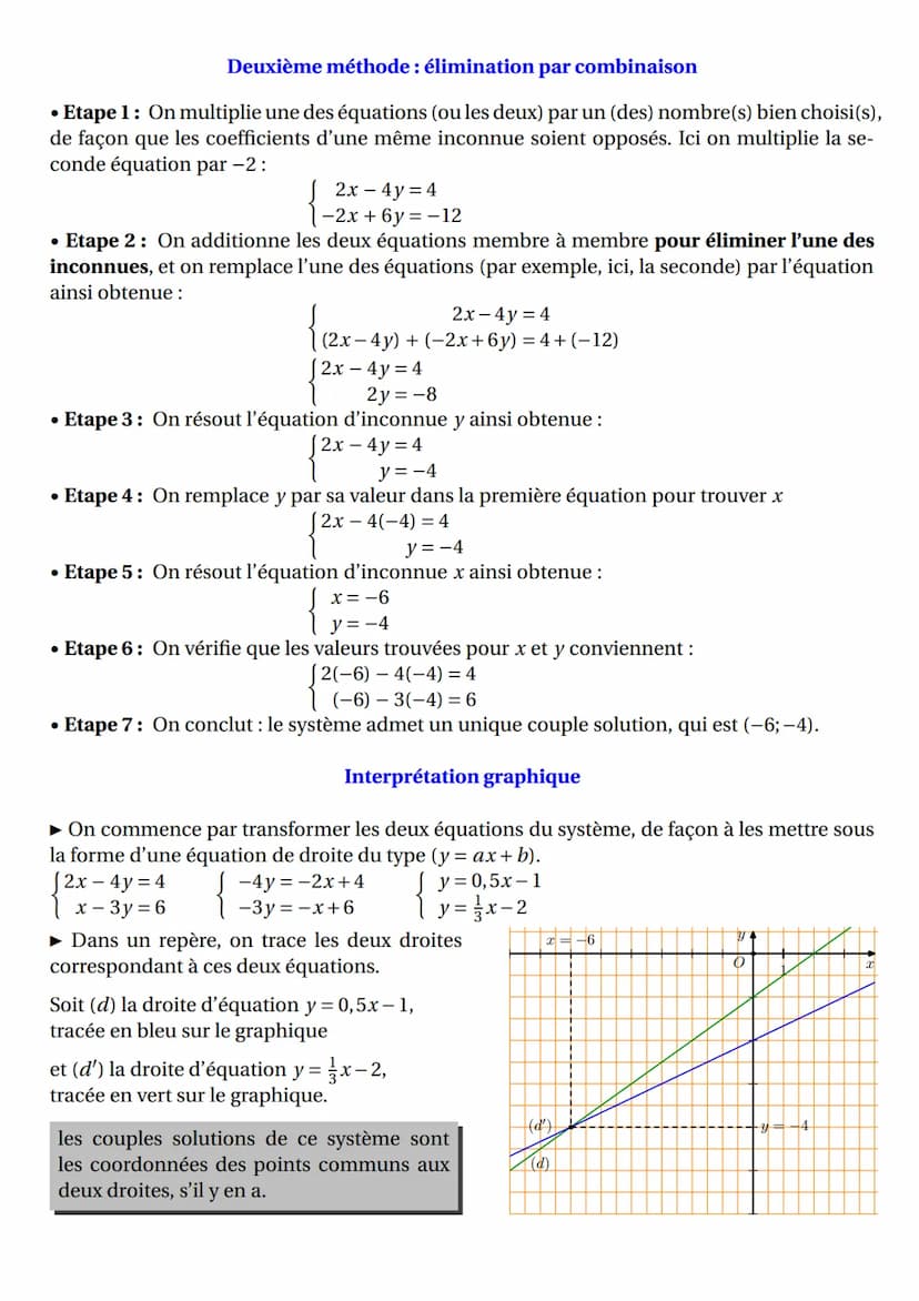 SYSTÈMES
Définition
► Une équation linéaire à deux inconnues x et y est une équation qui peut s'écrire sous
la forme ux+ vy=w, où u, v et w 