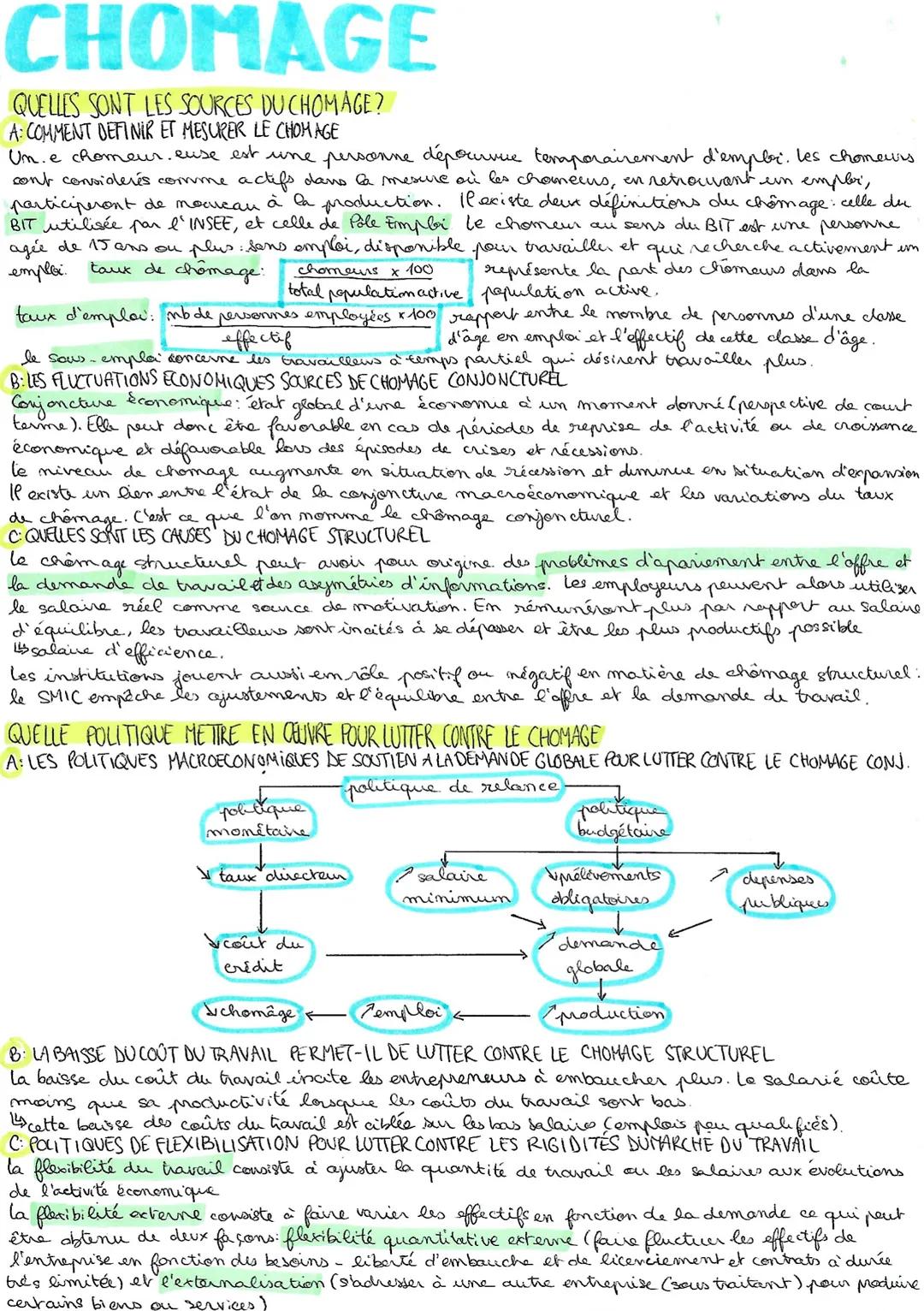 CHOMAGE
QUELLES SONT LES SOURCES DUCHOMAGE?
A: COMMENT DEFINIR ET MESURER LE CHOMAGE
Un. e chomeur, euse est une personne dépourvue temporai