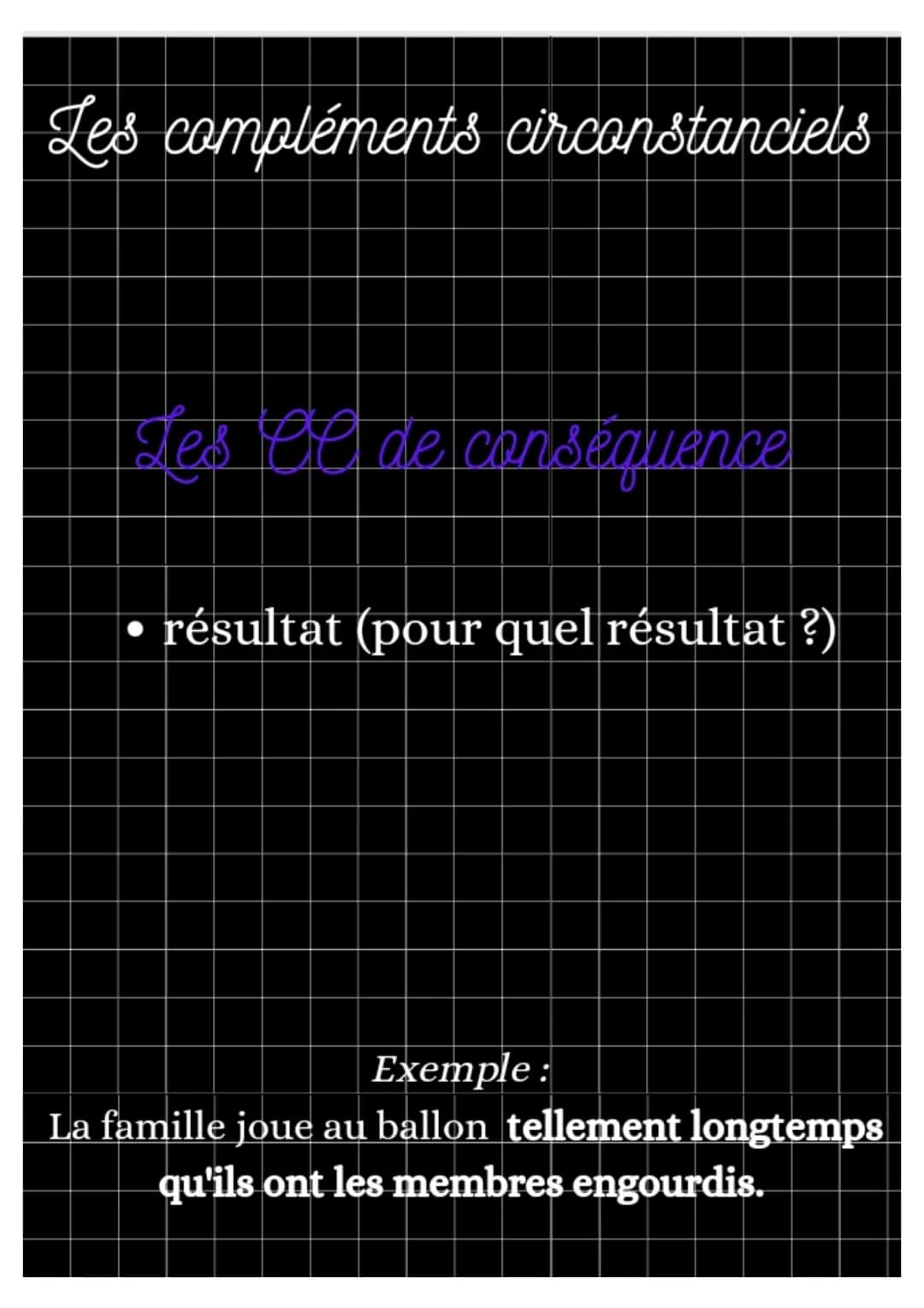 Les compléments
circonstanciels Les compléments circonstanciels
Les et de leu
Où ?
• Vers où ?
• Jusqu'où ?
D'où ?
Par où ?
Exemple:
La fami