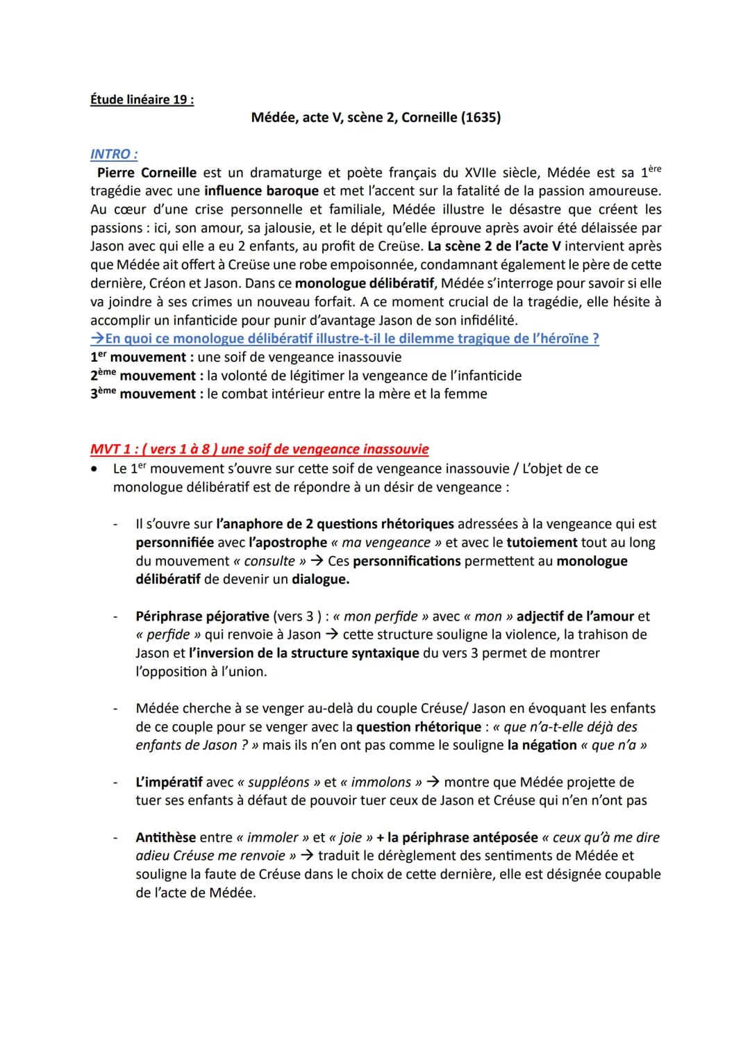 Analyse de Médée Acte 5 Scène 2 avec Commentaire PDF