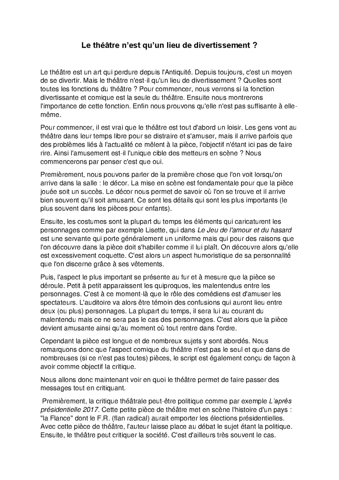 Le théâtre : lieu de divertissement ou instrument d'enseignement ?