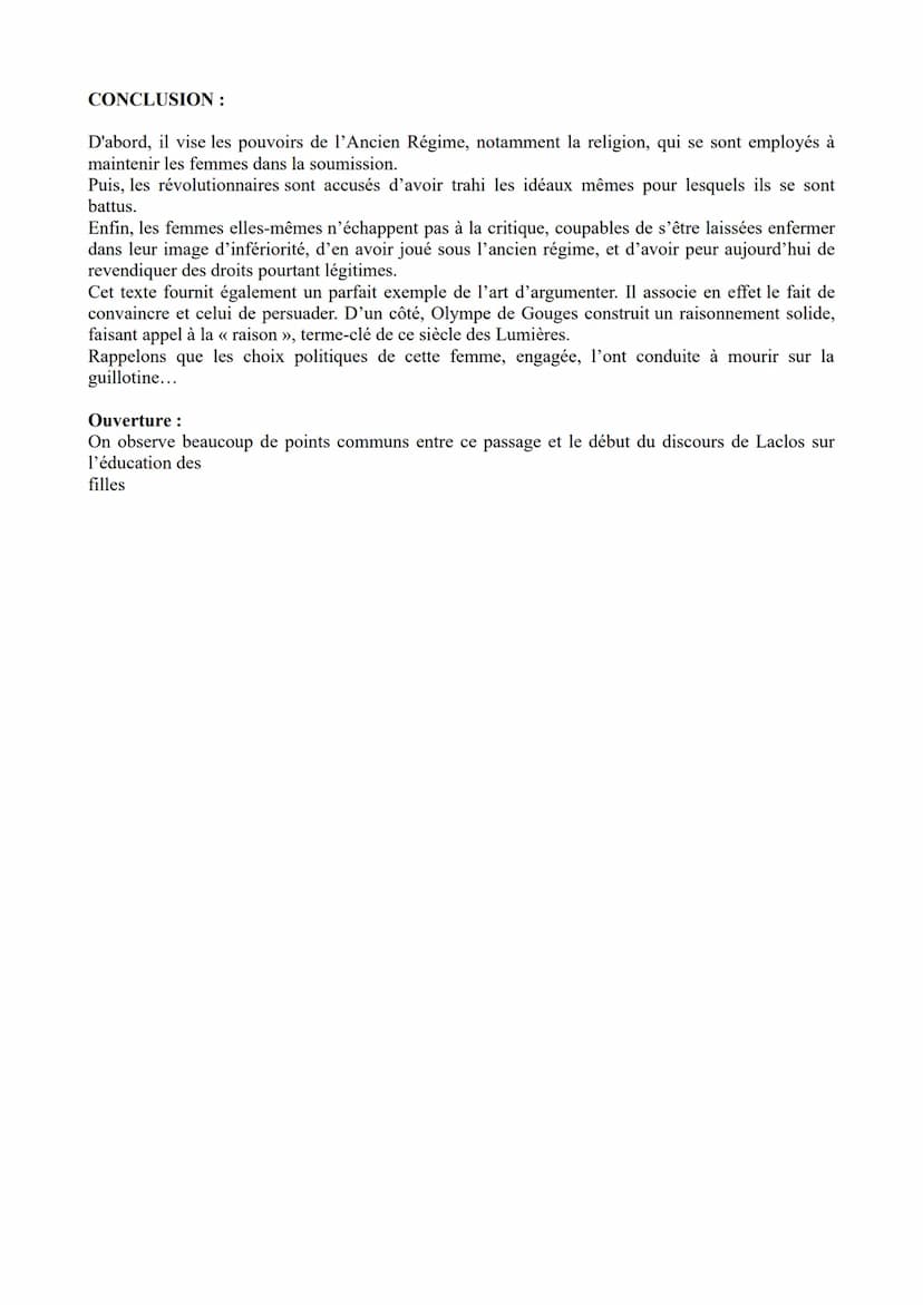 Classe de 1G, texte 3: Olympe de Gouges, Déclaration des droits de la femme et de la
citoyenne, « Postambule »>..
INTRODUCTION :
Présentatio
