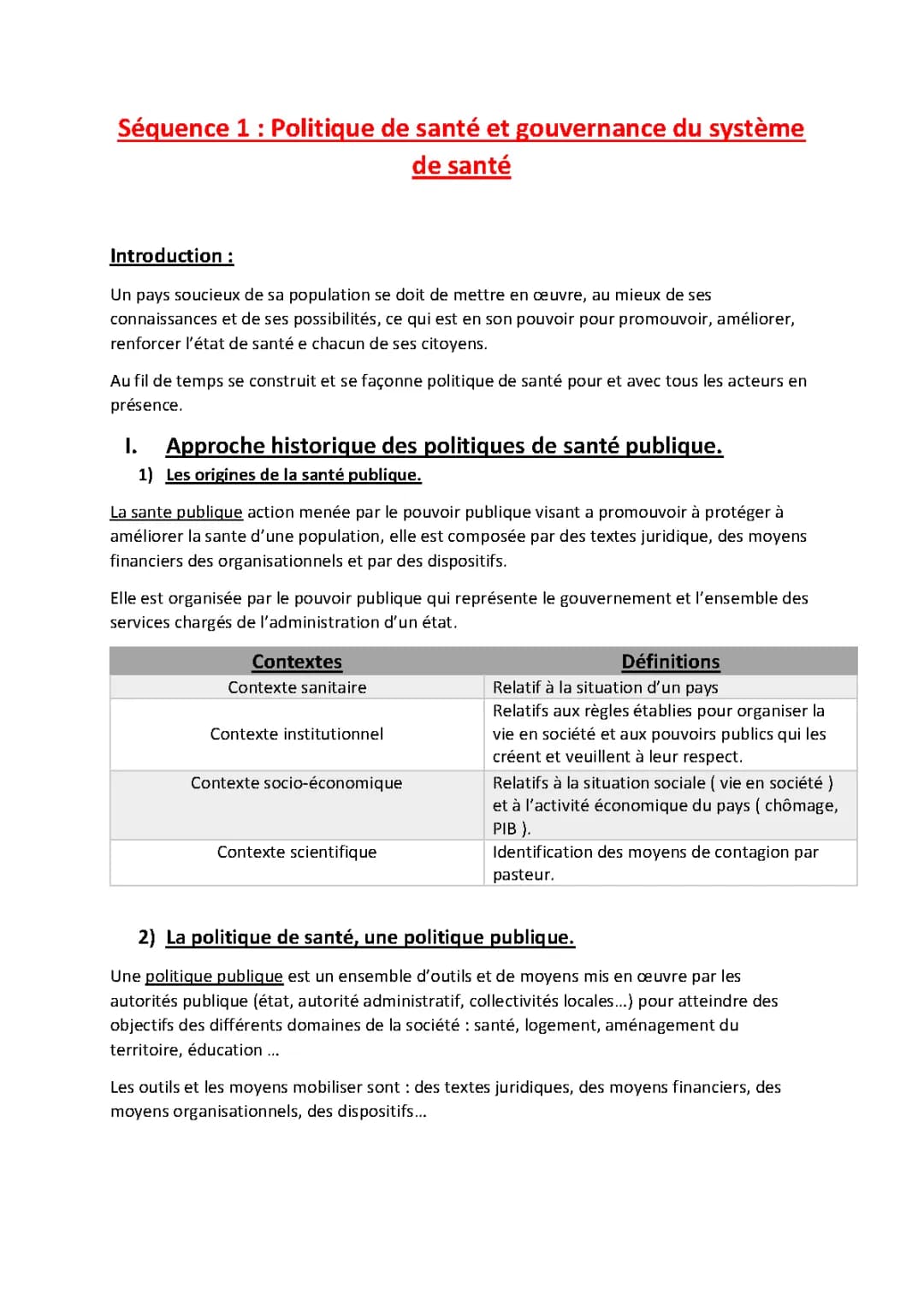 Introduction à la politique et gouvernance sanitaire en France