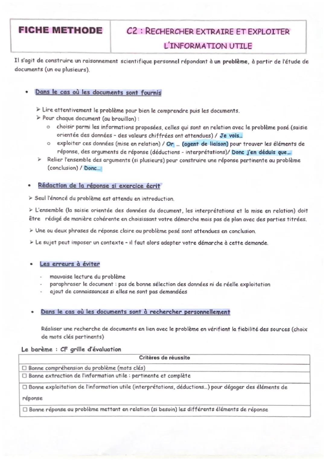 Apprends à Utiliser des Informations en SVT avec Méthode