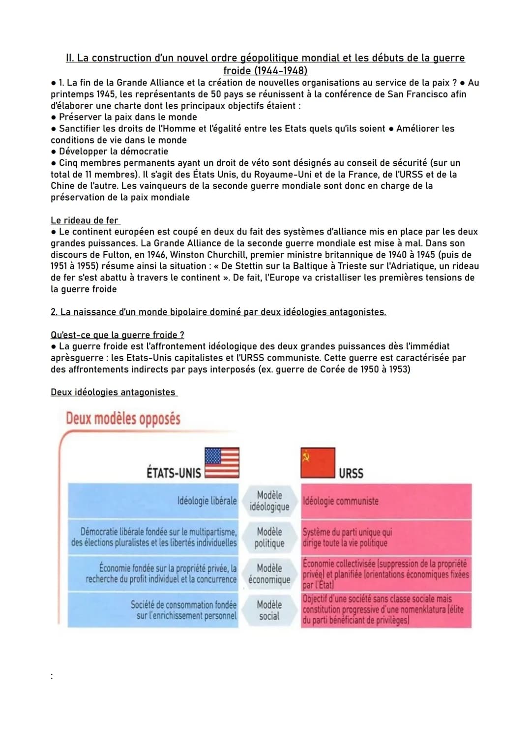II. La construction d'un nouvel ordre géopolitique mondial et les débuts de la guerre
froide (1944-1948)
• 1. La fin de la Grande Alliance e