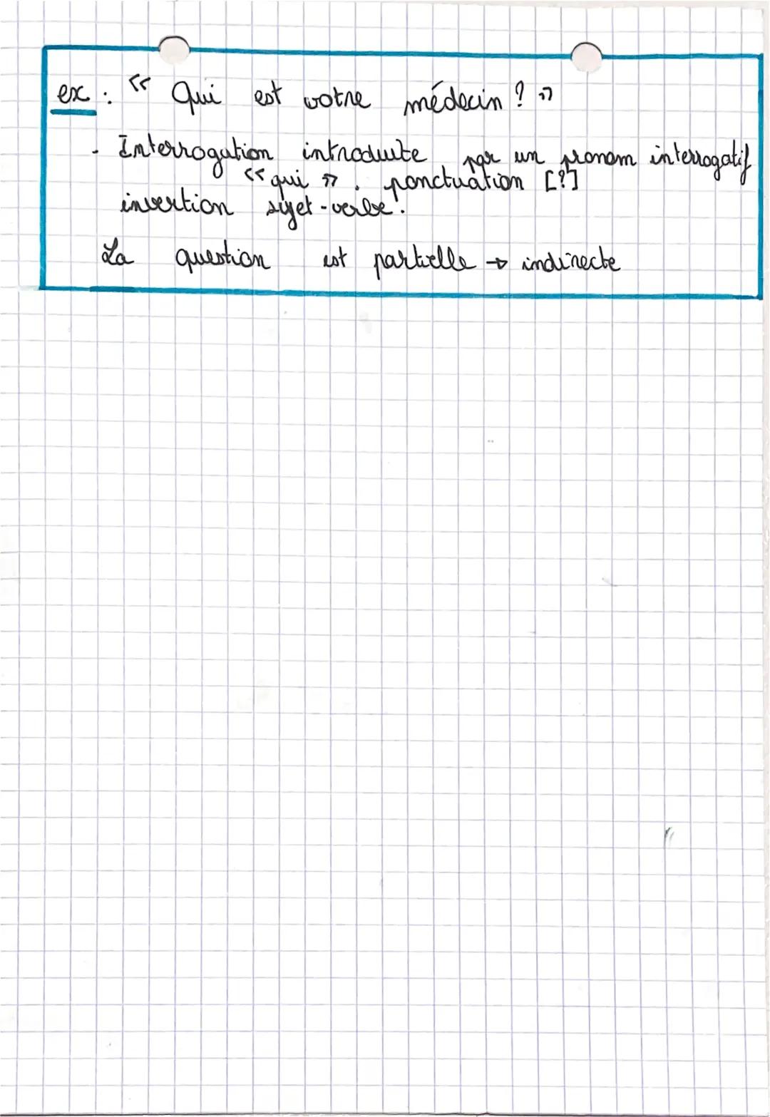 # Français-

Grammaire

L'interrogat directe et indirecte

Interrogat directe réponse: auix mon

Construction:

*   Pronom interrogatif: qui