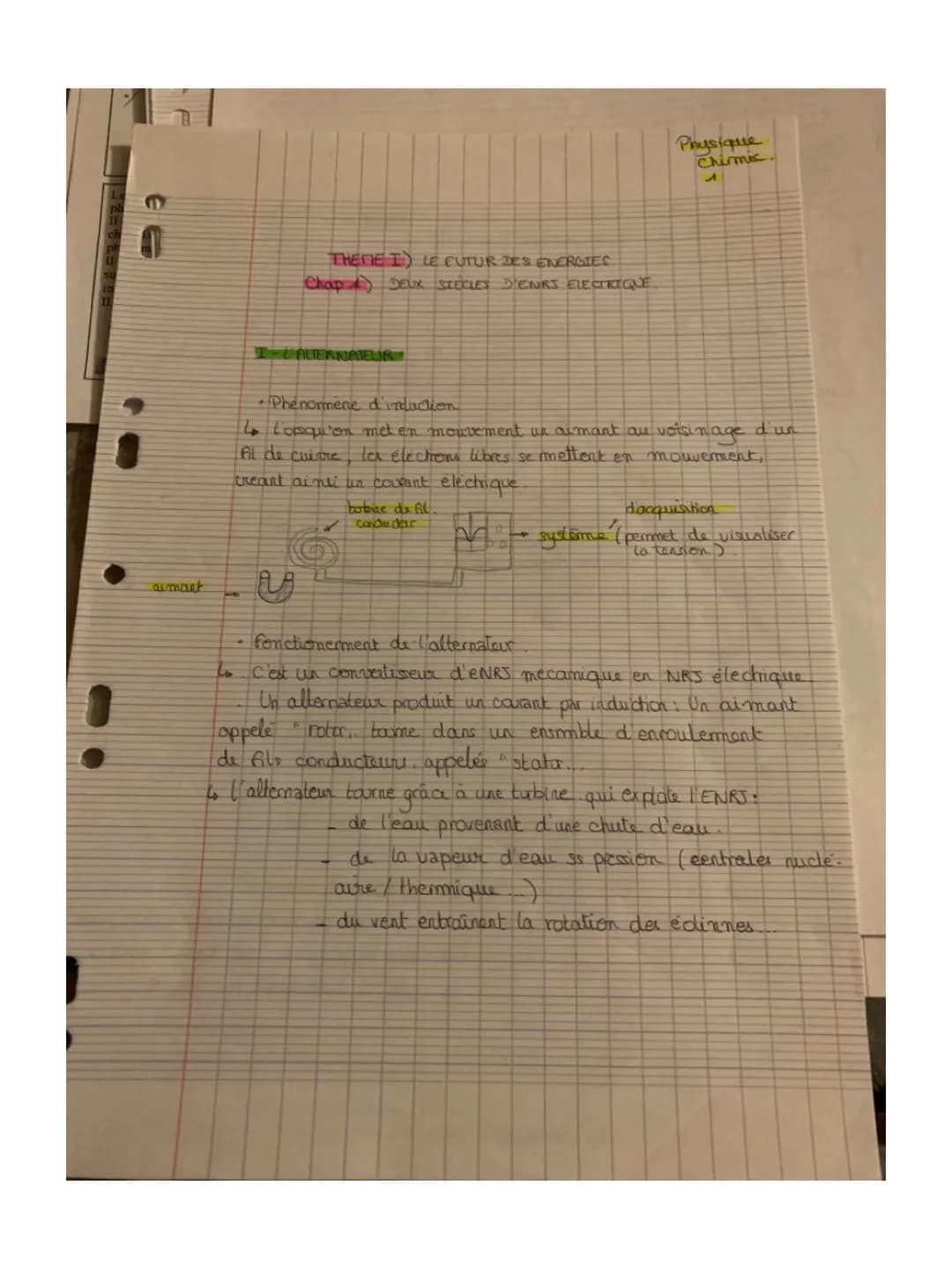 armant
to
THERE I) LE FUTUR DES ENERGIES
Chap 4) DEUX SIECLES D'ENRS ELECTRIQUE
T-CALTERNATEUR
y
Physique
Chimic.
Phenommene d'induction
4 L