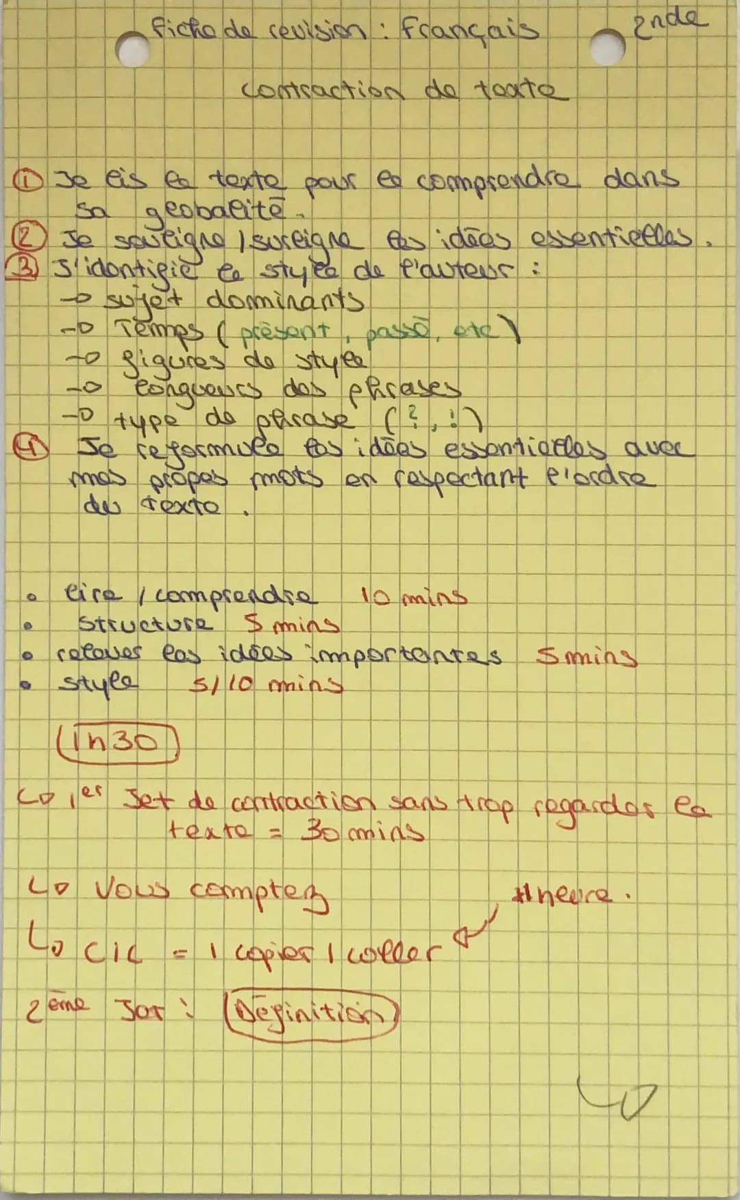 fiche de revision: Français
contraction de texto
Ⓒ Je eis to texte pour le comprendre dans
globalite
22) Je soweigne / sureigne des idões es