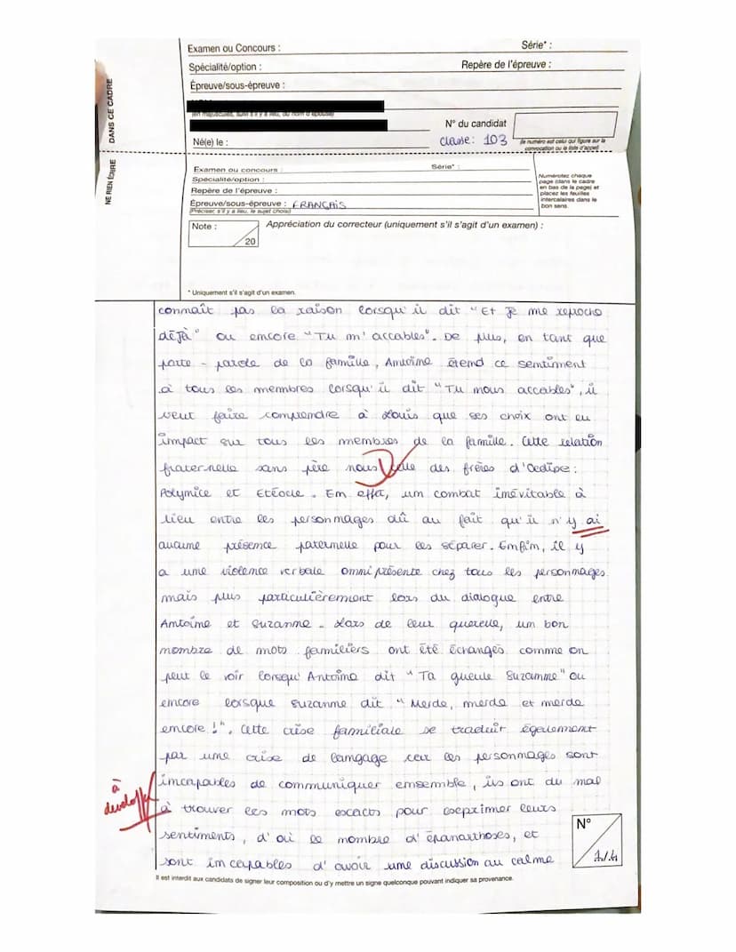 DANS CE CADRE
NE RIEN ÉGIRE
Académie
Examen ou Concours :
Spécialité/option
Épreuve/sous-épreuve
de
Né(e) le :
Examen ou concours
Spécialité