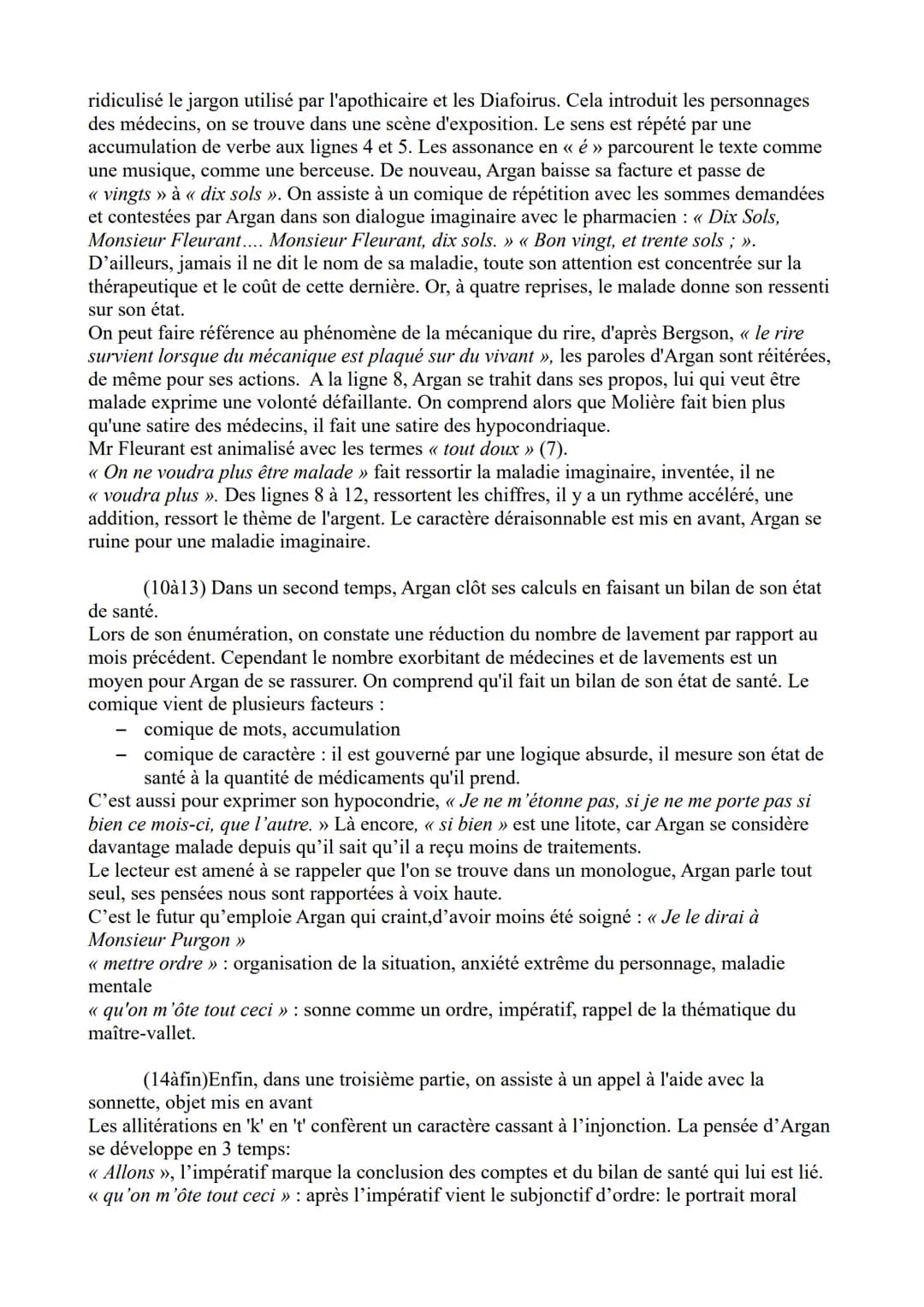 Analyse linéaire Le Malade Imaginaire de Molière I.1 - n°12
Molière est un des plus grands dramaturges comiques du XVIIème siècle. En 1673 e