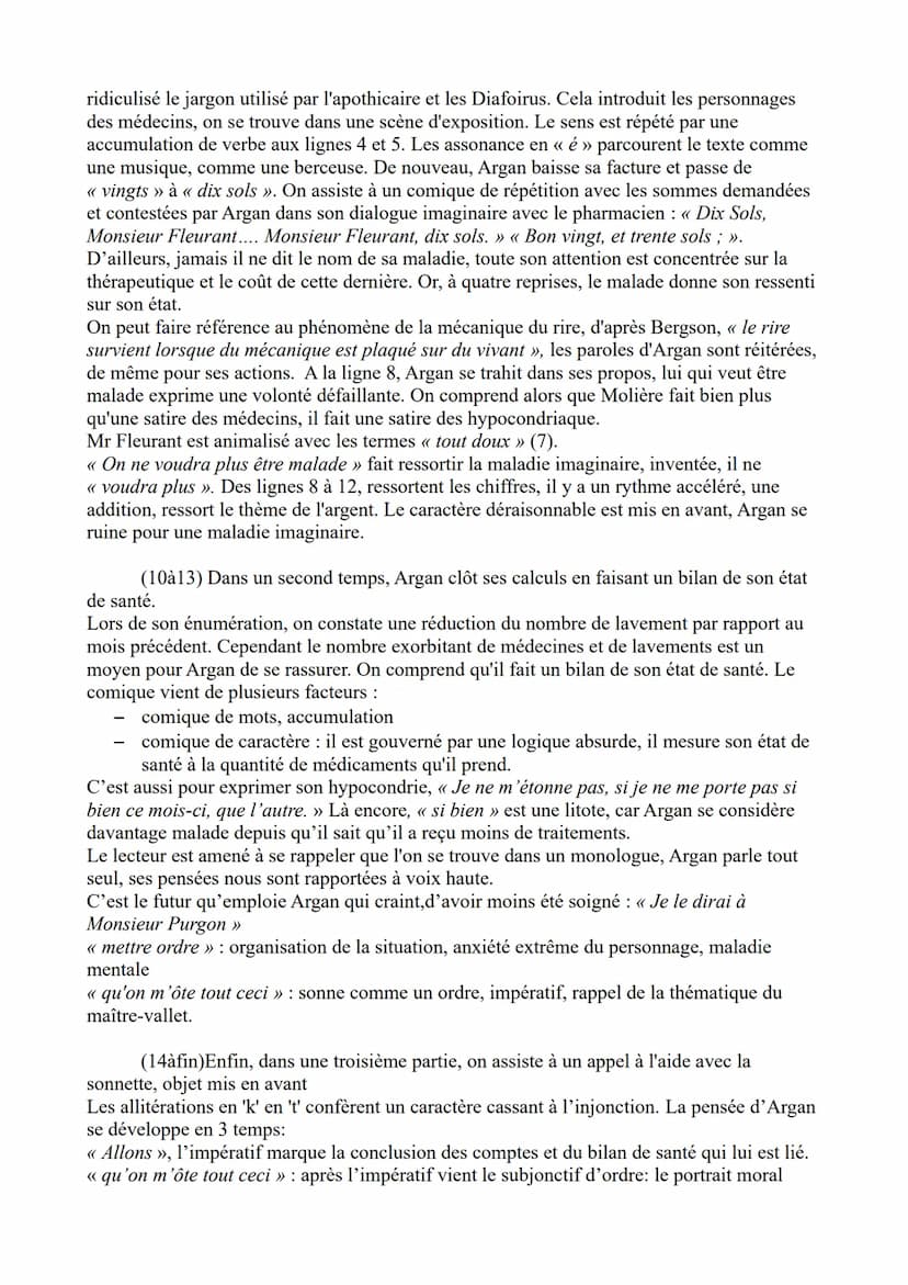 Analyse linéaire Le Malade Imaginaire de Molière I.1 - n°12
Molière est un des plus grands dramaturges comiques du XVIIème siècle. En 1673 e