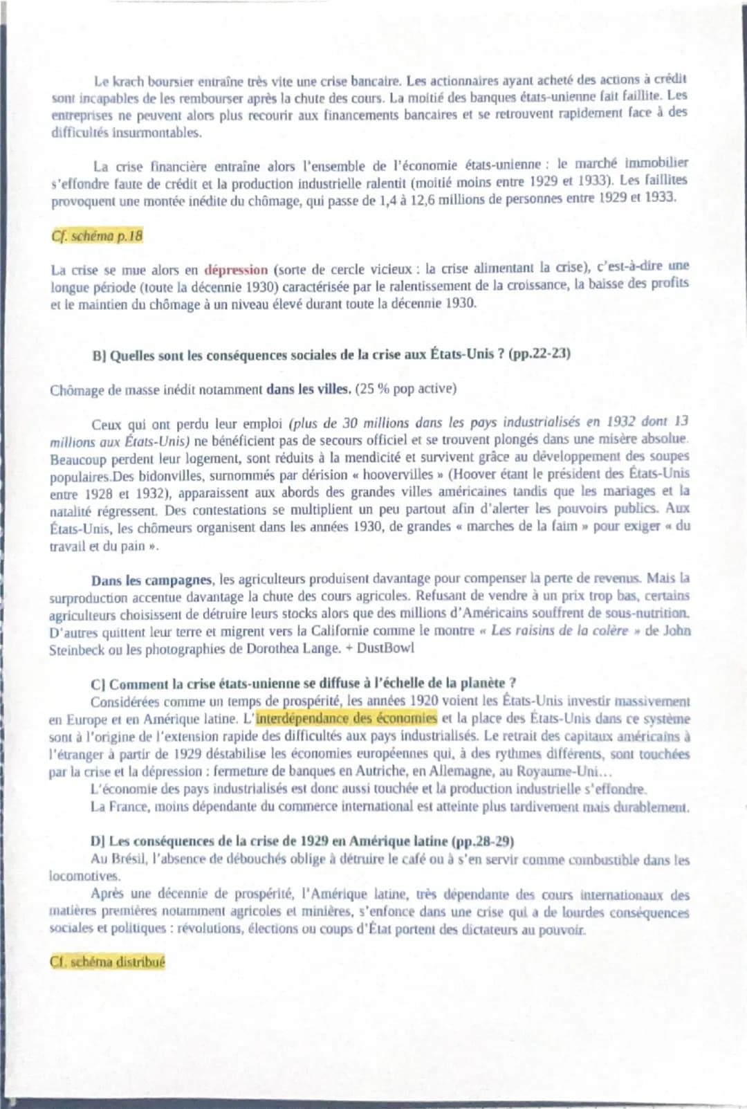 Fiche d'objectifs et de mémorisation du chapitre HI.1
« L'impact de la crise de 1929: déséquilibres économiques et sociaux »>
Problématique;
