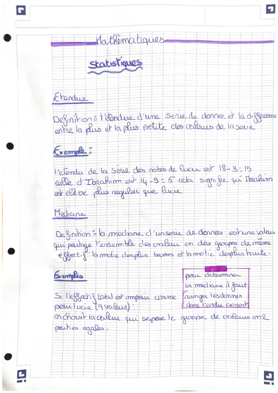 L
Mathematique
Statistique
Calculer lammoyenne et la medime d'une serie de dones
Voici le relevé de notes de deux eleves à
Lucie
Ibrahim
12
