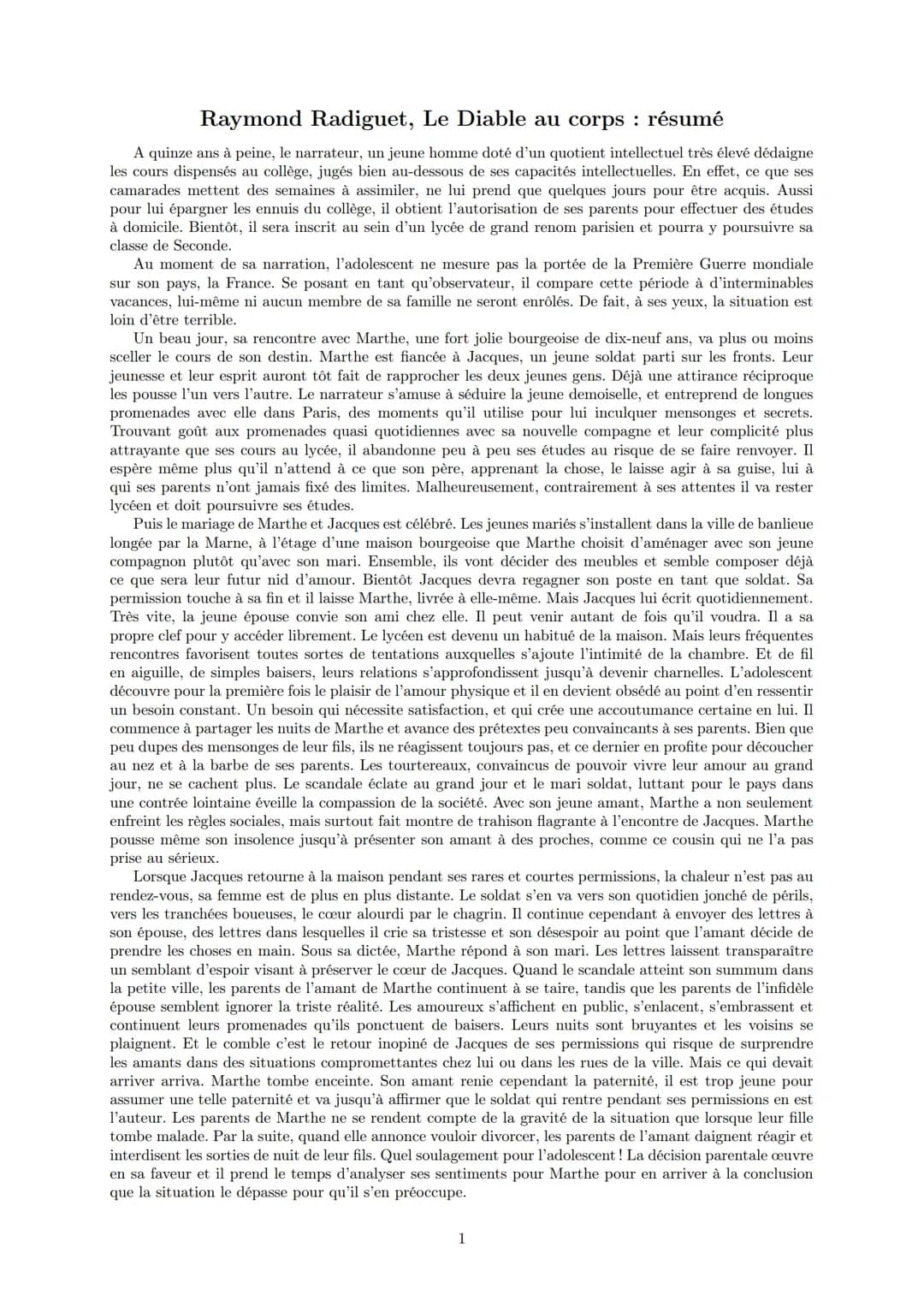 LYCEE GENERAL ET TECHNOLOGIQUE LA BRUYERE
Le diable au corps
7 mars 2022
AFFICHARD-PIERRI Gaëtan : gaetan_virtuel@hotmail.com Raymond Radigu