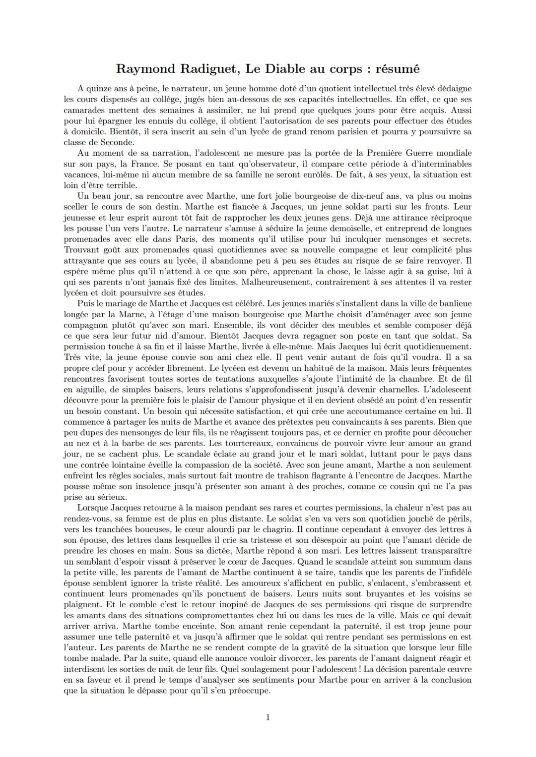 LYCEE GENERAL ET TECHNOLOGIQUE LA BRUYERE
Le diable au corps
7 mars 2022
AFFICHARD-PIERRI Gaëtan : gaetan_virtuel@hotmail.com Raymond Radigu