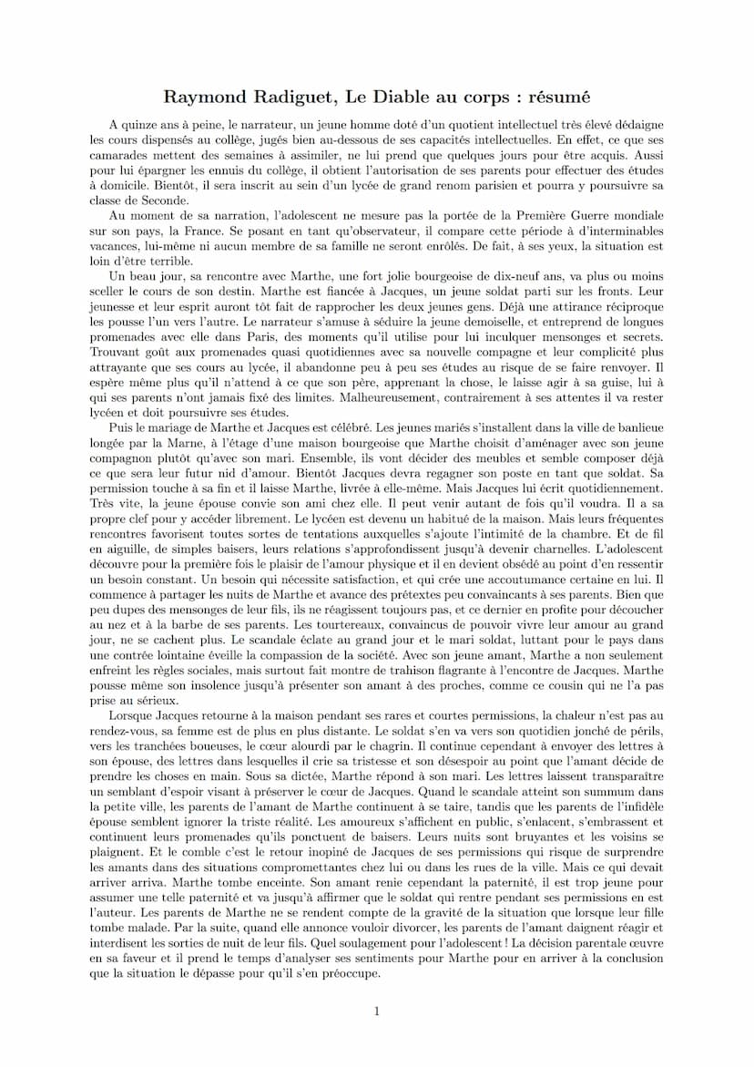 LYCEE GENERAL ET TECHNOLOGIQUE LA BRUYERE
Le diable au corps
7 mars 2022
AFFICHARD-PIERRI Gaëtan : gaetan_virtuel@hotmail.com Raymond Radigu