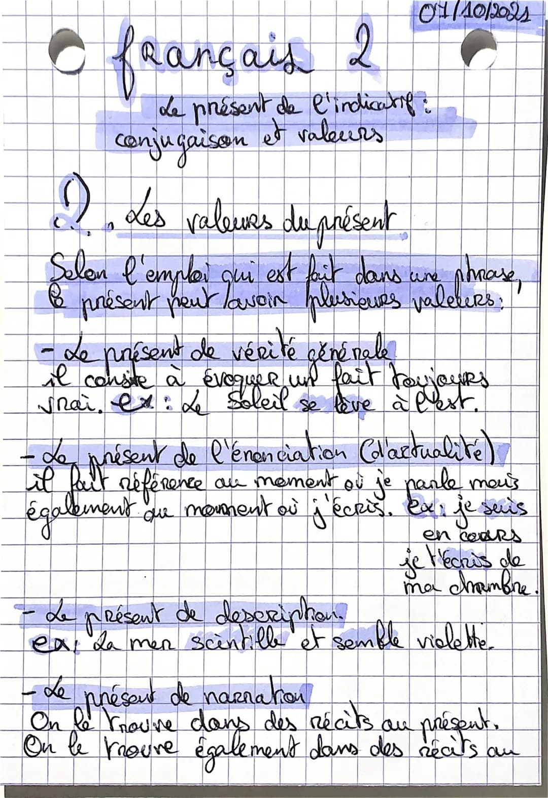 • français
Le présent de l'indicatif:
conjugaison et valeurs
8
A Rappel
лего
Jen noupe: Verbes
zony naupu:
однейре
07/10/2014
en -CR
Vorbes 