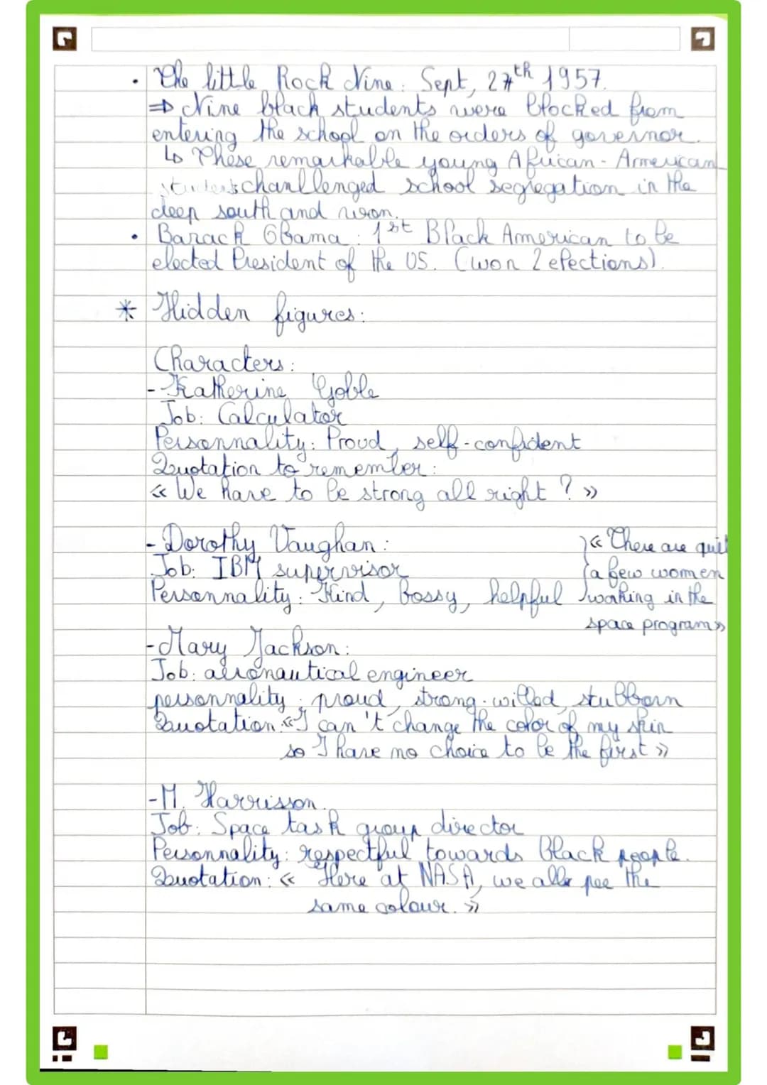 G Fiche de révision- diversity and inclusion Anglais.
Axes travaillés: & diversity and inclusion
hidden figures,
*
* scientific innovation a