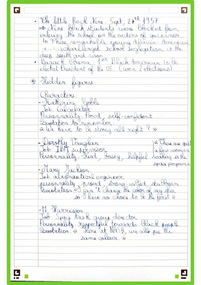 G Fiche de révision- diversity and inclusion Anglais.
Axes travaillés: & diversity and inclusion
hidden figures,
*
* scientific innovation a