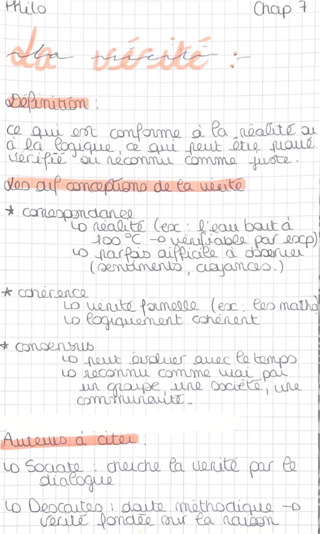 Philo
dạ tức:
Definition:
Chap 7
ce qui est conforme à la réalité au
a la logique, ce qui peut être pravé
vérifié ou réconnu comme juste.
de