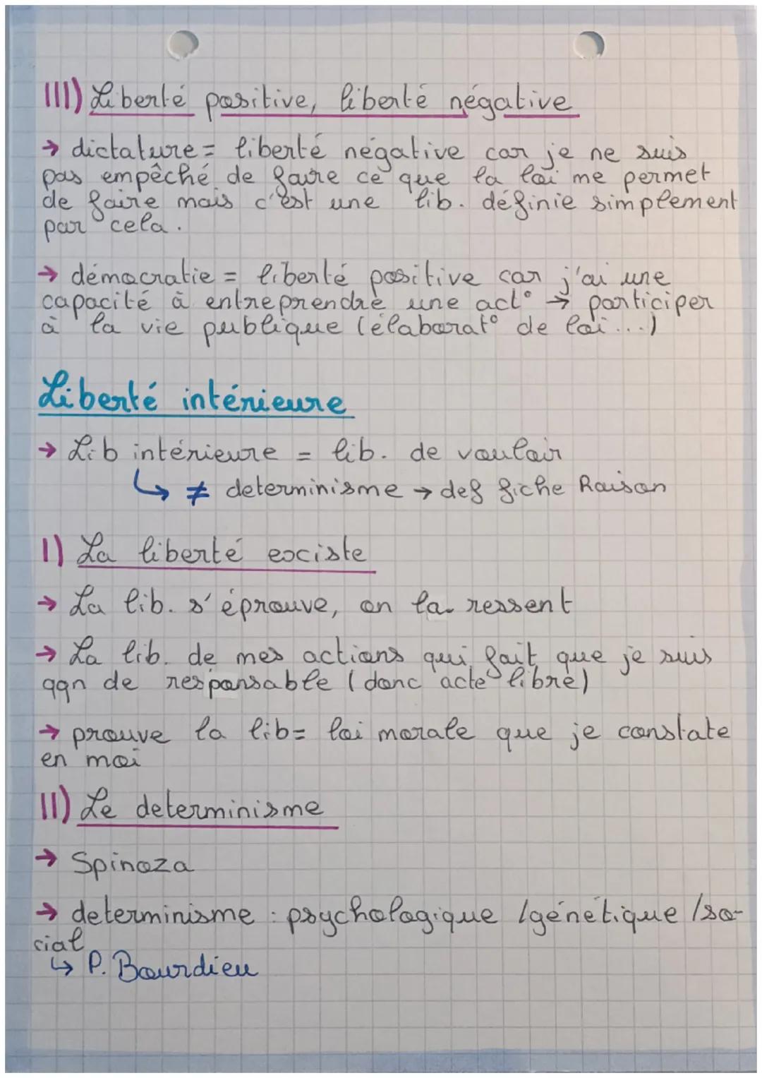 PHILO:

La Liberté

1/3

→ liberté: se definit ĉ absence de contrainte
exercée sur notre pensée & l'expression de
notre pensée, sur nos inte