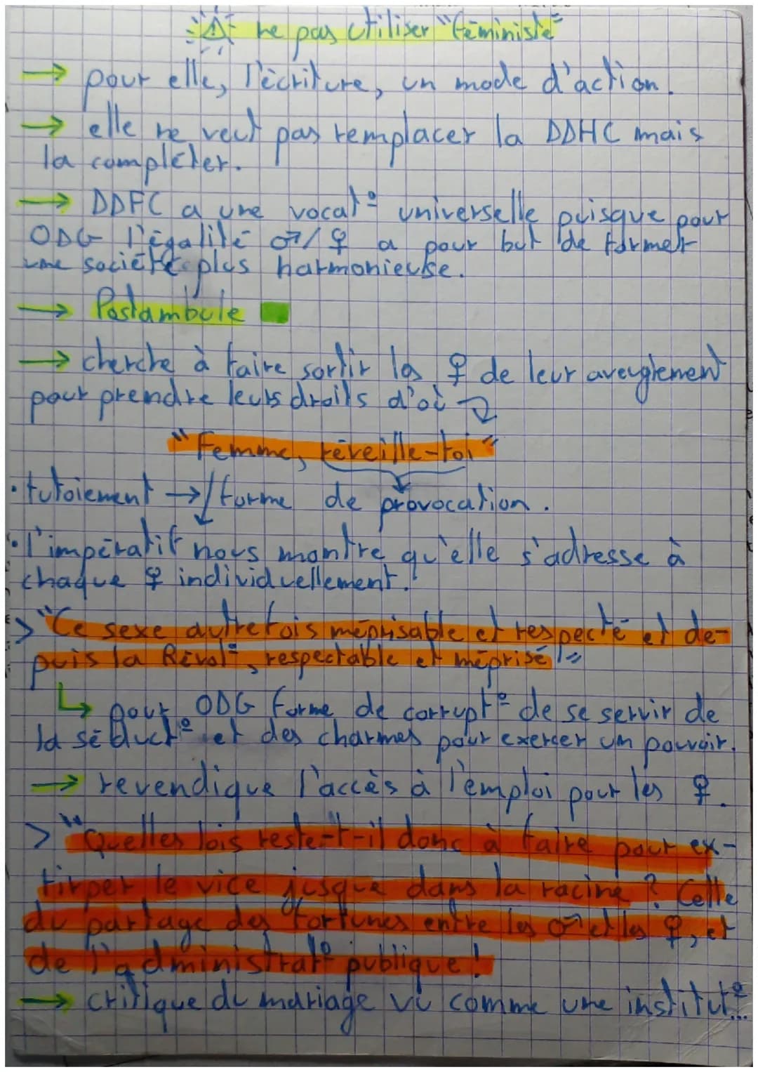 Ⓒ
Olympe de Gougesi
→& de lettre dramaturge
dramaturge tomancière
auteur de pamphlets (=texte court et vio-
lent attaquant des institute ou
