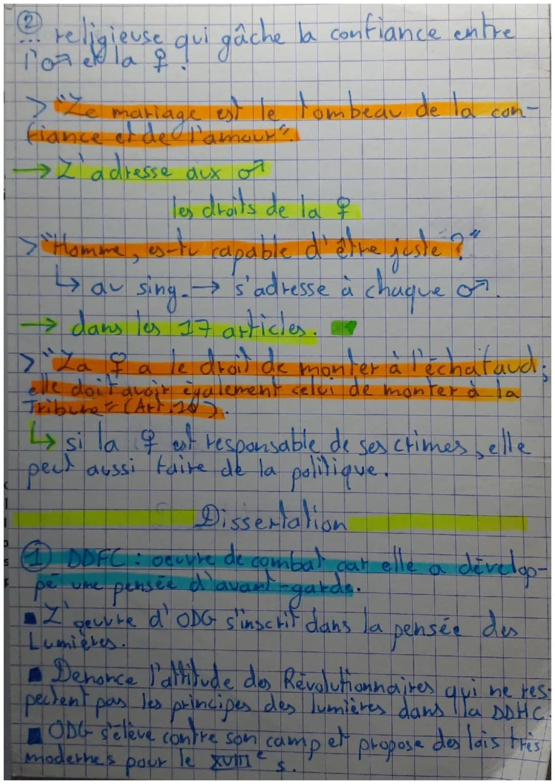 Ⓒ
Olympe de Gougesi
→& de lettre dramaturge
dramaturge tomancière
auteur de pamphlets (=texte court et vio-
lent attaquant des institute ou

