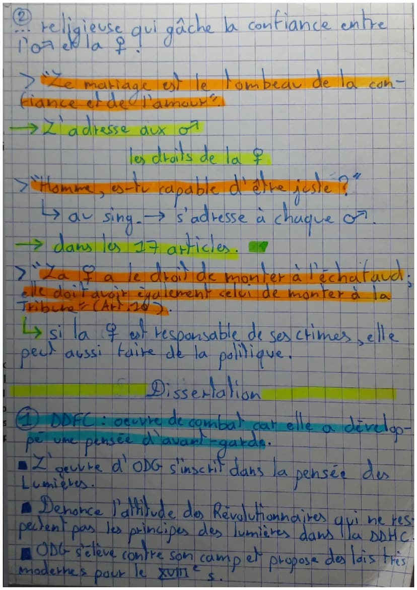 Ⓒ
Olympe de Gougesi
→& de lettre dramaturge
dramaturge tomancière
auteur de pamphlets (=texte court et vio-
lent attaquant des institute ou
