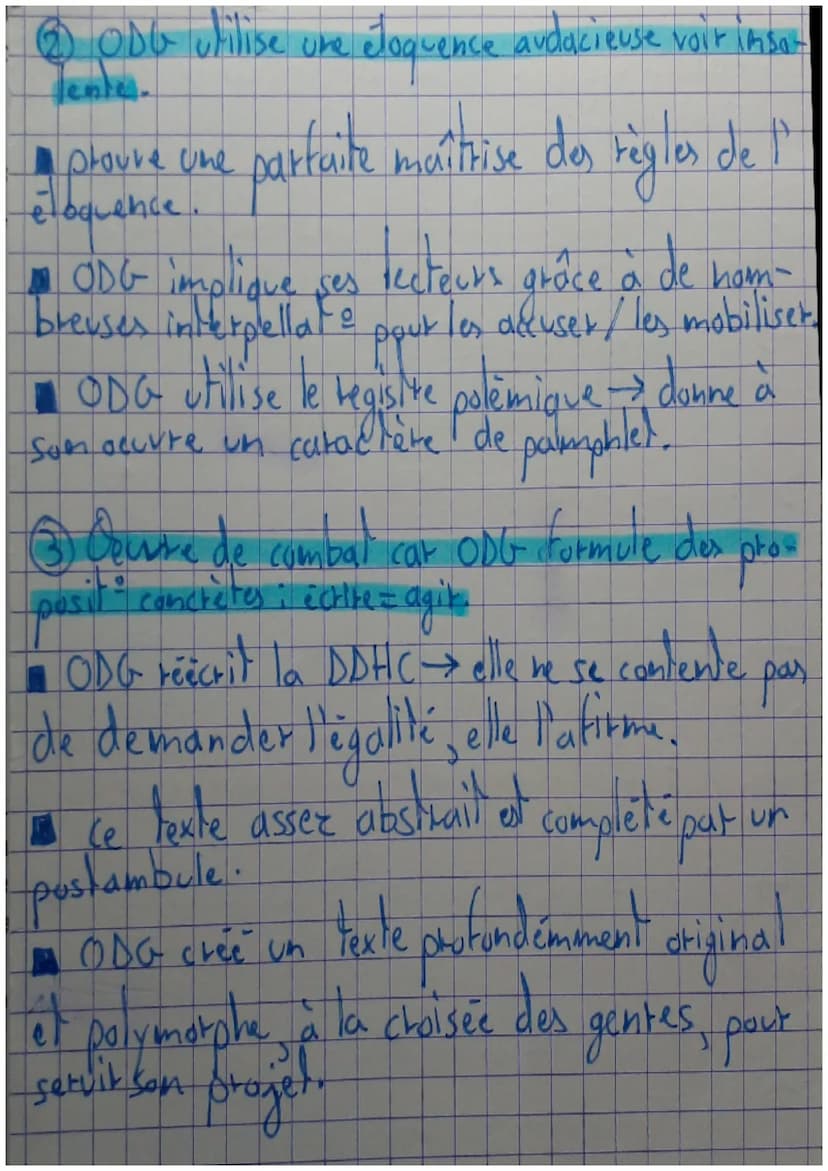 Ⓒ
Olympe de Gougesi
→& de lettre dramaturge
dramaturge tomancière
auteur de pamphlets (=texte court et vio-
lent attaquant des institute ou
