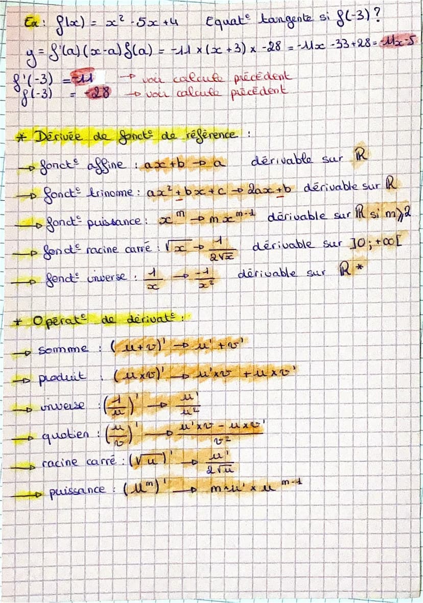 Dérivat
Math
* taux de varial d'une fonct:
y
↳ 8(b)-8(a)
b a
I
coefficient
directeur
Ex: 8(x) = x²-5x+4
8(b)-f(a)
b
a
+Sub).
pla)
4 lim h
=
