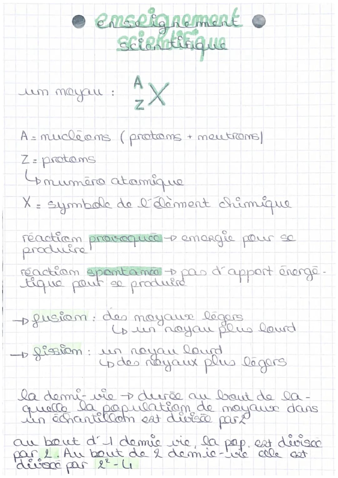 enseignement
scientisque
• •
um moyou: AX
A = muclioms (protoms + meutrams/
Z= protams
4 mumero atomique
X = symbole de l´'dement chimique
r