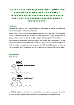 Know Grand oral physique-chimie : Comment synthétiser une drogue illégale pour obtenir une substance qui n'est pas encore classé comme stupéfiante ? thumbnail