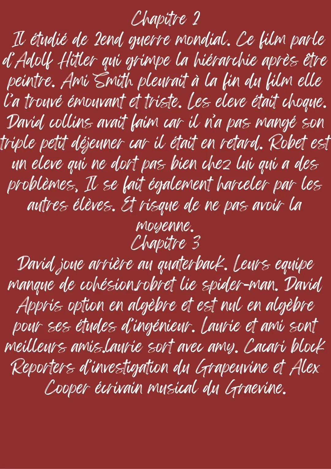 --- OCR Start ---
resumer de la vague
chapitre pare chpitre
Chapitre 1
Laurie saunders. Le nom du jour est gordon
grapevine. Trois en qu'ell