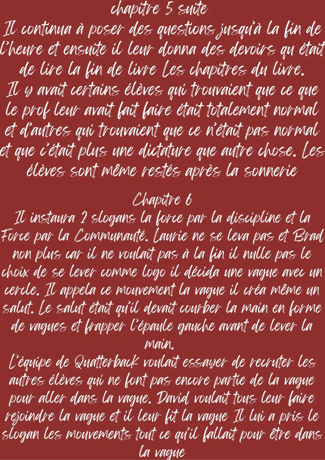 --- OCR Start ---
resumer de la vague
chapitre pare chpitre
Chapitre 1
Laurie saunders. Le nom du jour est gordon
grapevine. Trois en qu'ell