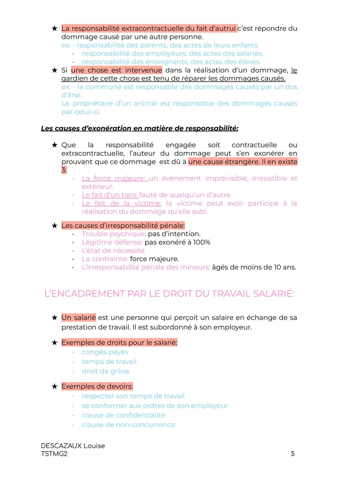 DROIT:
LE DROIT DES CONTRATS
Les notions générales du Droit des contrats:
Un contrat est un accord de volonté entre 2 personnes physiques
et