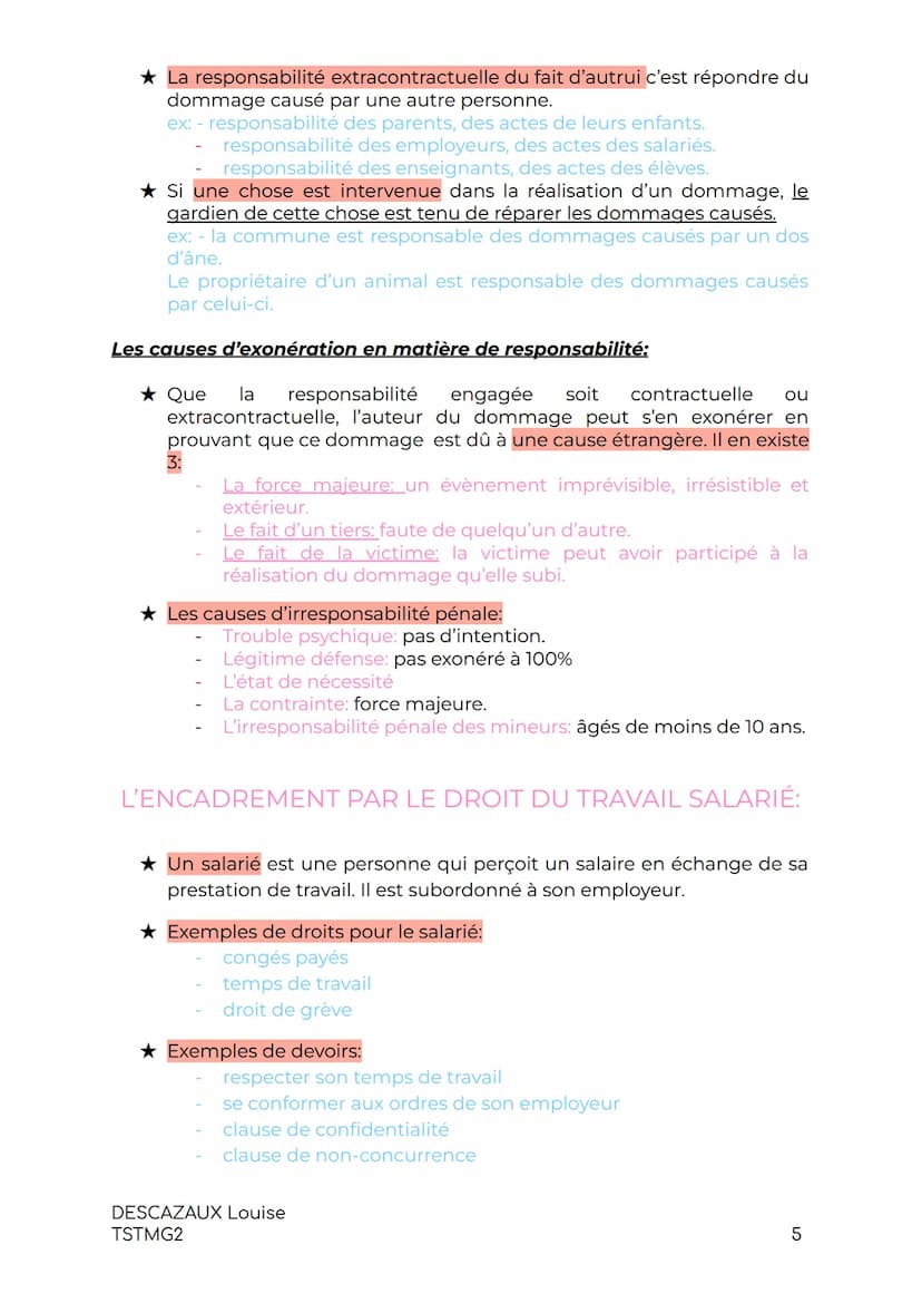 DROIT:
LE DROIT DES CONTRATS
Les notions générales du Droit des contrats:
Un contrat est un accord de volonté entre 2 personnes physiques
et