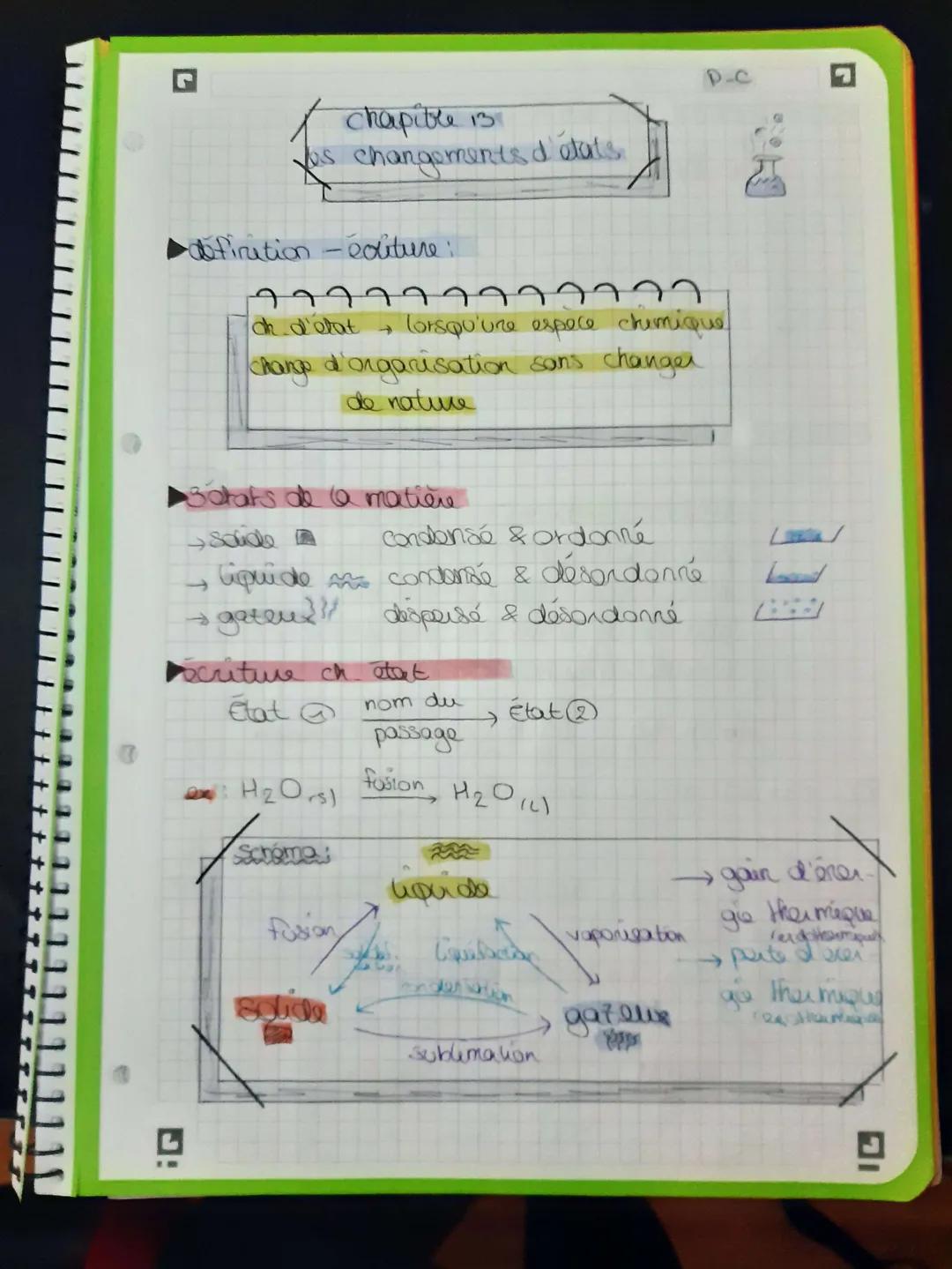 P-C

chapitre 13
Les changements d'états.

▶définition-couture:

าาาาา????
dh d'état lorsqu'ure espece chimique
change d'organisation sons c